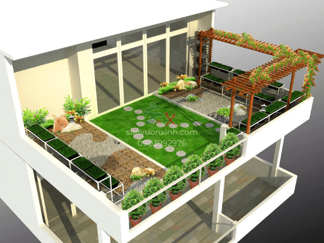 thi công tiểu cảnh sân vườn sân thượng tại TP.HCM giá rẻ