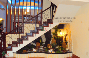 Thi công tiểu cảnh vườn khô gầm cầu thangThi công tiểu cảnh vườn khô gầm cầu thang