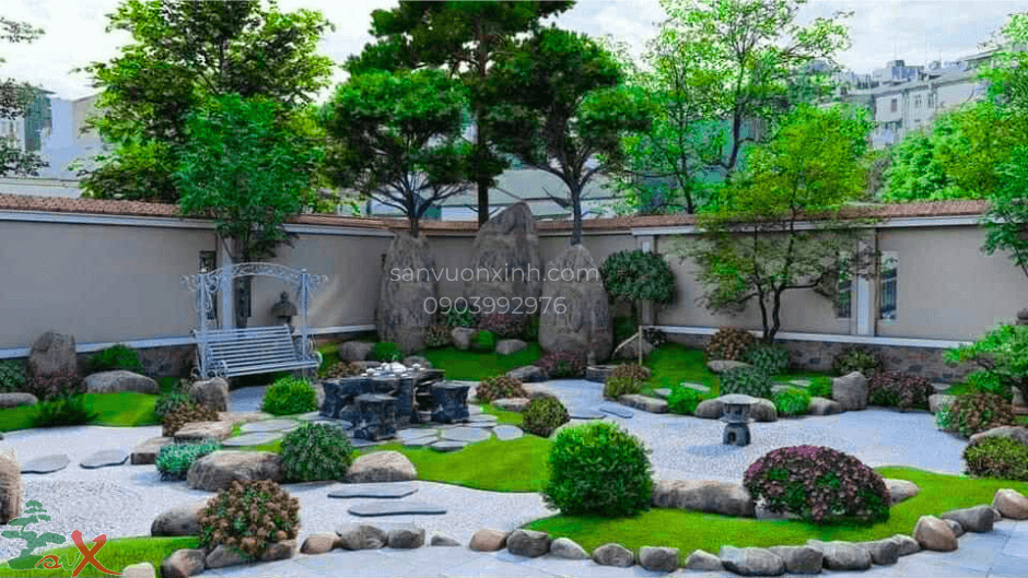 thiết kế sân vườn biệt thự cao cấp